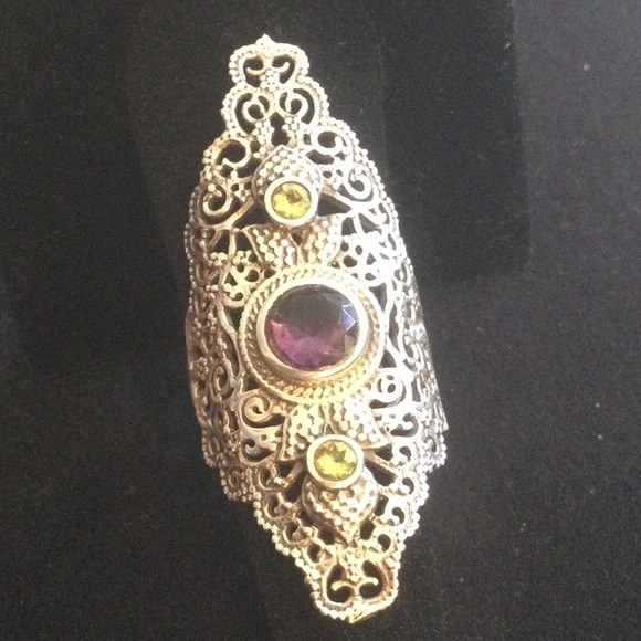 Treasure Of Morocco Genuine Amethyst, Peridot Ring - Picture 9 of 11